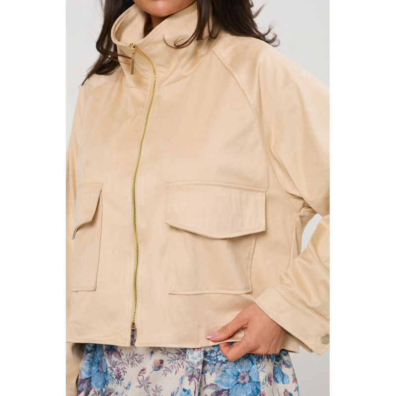 Zamszowa kurtka oversize z kieszeniami — zdjęcie 11