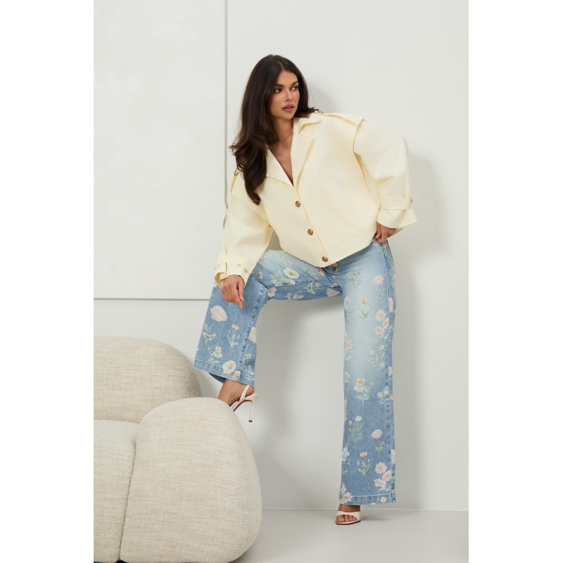 Jeansy straight leg z kwiatowym nadrukiem — zdjęcie 8